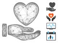 Hatched Heart Care Hand Vector Mesh