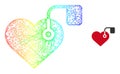 Hatched Heart Pacemaker Mesh Icon with Rainbow Gradient