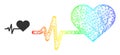 Hatched Heart Pulse Web Mesh Icon with Rainbow Gradient