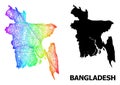 Hatched Map of Bangladesh with Spectrum Gradient Royalty Free Stock Photo