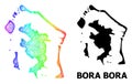 Hatched Map of Bora-Bora with Rainbow Colored Gradient