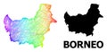 Hatched Map of Borneo Island with Spectrum Gradient