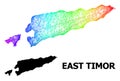 Hatched Map of East Timor with Rainbow Colored Gradient