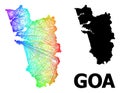 Hatched Map of Goa State with Rainbow Colored Gradient
