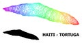 Hatched Map of Haiti Tortuga Island with Rainbow Colored Gradient