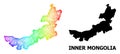 Hatched Map of Inner Mongolia with Spectrum Gradient Royalty Free Stock Photo