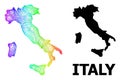 Hatched Map of Italy with Rainbow Colored Gradient