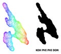 Hatched Map of Koh Phi Don with Spectrum Gradient Royalty Free Stock Photo
