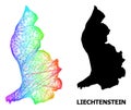 Hatched Map of Liechtenstein with Spectrum Gradient Royalty Free Stock Photo