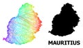 Hatched Map of Mauritius Island with Rainbow Colored Gradient Royalty Free Stock Photo