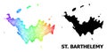 Hatched Map of Saint Barthelemy with Spectrum Gradient Royalty Free Stock Photo