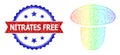 Hatched Mushroom Mesh Icon with Spectral Gradient and Textured Bicolor Nitrates Free Stamp