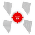 Hatched Pattern Vector Map of Nevada. Stylized Simple Silhouette of Nevada. Four Different Patterns