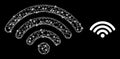 Hatched Web Signal Source Web Mesh Icon with Glare Light Spots Royalty Free Stock Photo