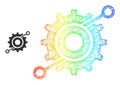 Hatched Wheel Connections Mesh Icon with Rainbow Gradient