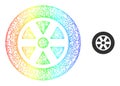 Hatched Wheel Web Mesh Icon with Rainbow Gradient