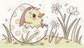 Hatching chick in egg, baby bird, spring birth design vector design Generative AI