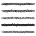 Hatching pencil stroke lines, set of black pen strokes isolated on white background Royalty Free Stock Photo