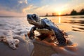 a hatchling turtle making its way to sea