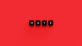 Hate illustration concept words on cubes, 3D rendering