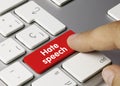 Hate speech - Inscription on Red Keyboard Key Royalty Free Stock Photo