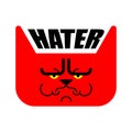 Hater Grumpy cat. Angry pet. Vector illustration