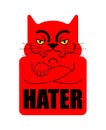 Hater Grumpy cat. Angry pet. Vector illustration Royalty Free Stock Photo