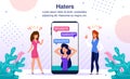 Haters Cyberbullying Flat Vector Poster Template