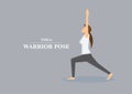 Hatha Yoga Asana Warrior Pose Profile View Vector Illustration