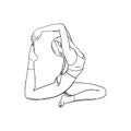 Hatha yoga stretching pose for flexibility. Woman practicing yoga pose. Vector illustration