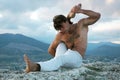 Hathayoga: eka-pada-shirshasana Royalty Free Stock Photo