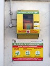 HATHERLEIGH, DEVON, ENGLAND - AUGUST 9 2022: Public access defibrillator box in town street.
