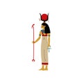 Hathor Goddes of Love, Beauty and Art, Symbol of Ancient Egyptian Culture Vector Illustration Royalty Free Stock Photo