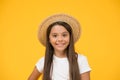 Hats are chic and great way to protect against harmful rays. Summer vacation outfit. Ready to relax. Teen girl summer Royalty Free Stock Photo