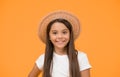 Hats are chic and great way to protect against harmful rays. Summer vacation outfit. Ready to relax. Teen girl summer Royalty Free Stock Photo