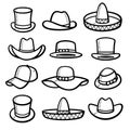 Hats collection set. Collection icon hat. Vector