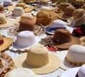 Hats display on a street market outdoor Royalty Free Stock Photo