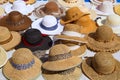 Hats display on a street market outdoor Royalty Free Stock Photo