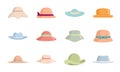 Hats. Fashioned head clothes summer caps and hats Royalty Free Stock Photo