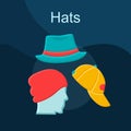 Hats flat concept vector icon