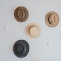 hats hanging on wall Royalty Free Stock Photo