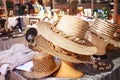 Hats for sale on a market in Nice, France Royalty Free Stock Photo