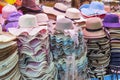 Hats for Sale  summer hats on the Asian market Royalty Free Stock Photo