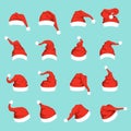 Hats of santa. Big christmas set Royalty Free Stock Photo