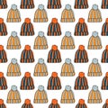 hats seamless pattern. hand drawn doodle. , minimalism. textiles, wrapping paper. winter warm knitted clothes. Royalty Free Stock Photo