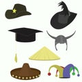 Hats set, collection of headgear Royalty Free Stock Photo