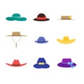 Hats Set Fashion for Men and Women. Vector Royalty Free Stock Photo