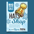 Hats Shop Big Winter Sale Promo Poster Vector