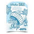 Hats Shop Winter Sale Advertise Poster Vector