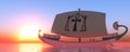 Hatshepsut`s Ship with Sunset